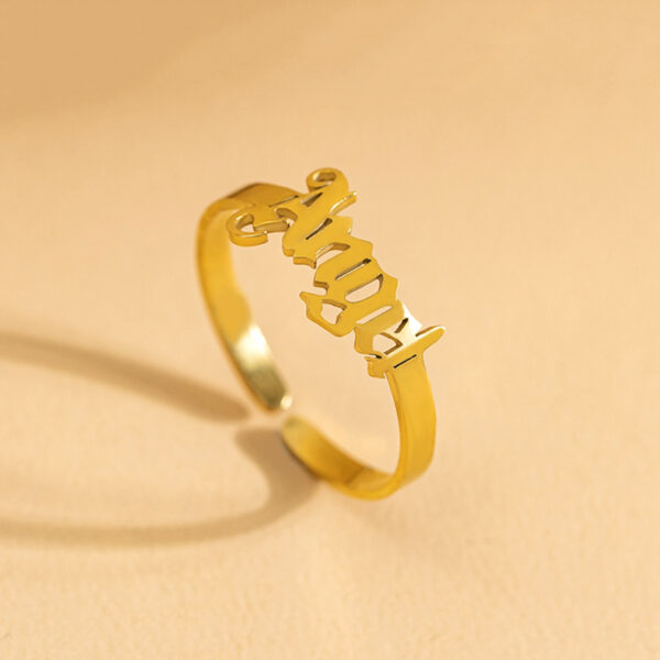 Gold Letter Angel Adjustable Rings For Women - Image 3