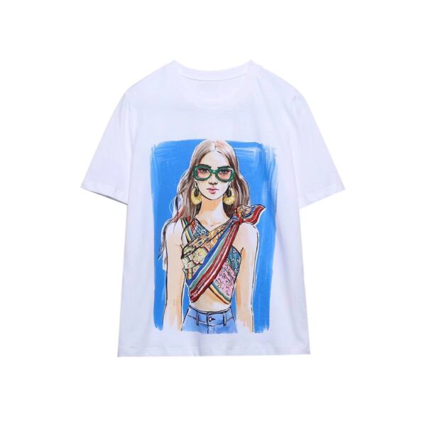 Fashion Short-sleeved Printed T-shirt For Women - Image 5