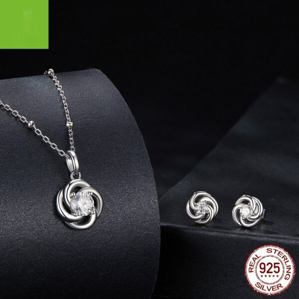 Classic G Color Moissanite Ear Stud Necklace Suit - Image 6
