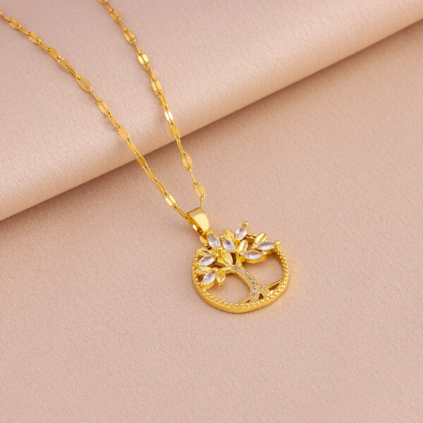 Retro Casual Copper  Zircon Gold Plated Tree Of Life Pendant - Image 3