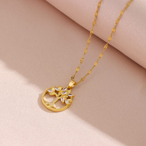 Retro Casual Copper  Zircon Gold Plated Tree Of Life Pendant - Image 4