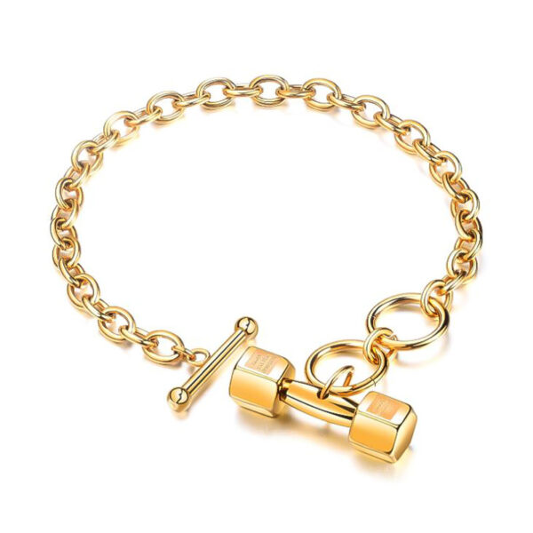 Hip Hop Cuban Titanium Steel Dumbbell Bracelet Fitness - Image 5