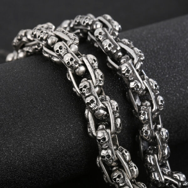 Old Punk Skull Titanium Steel Men's Bracelet - Image 5