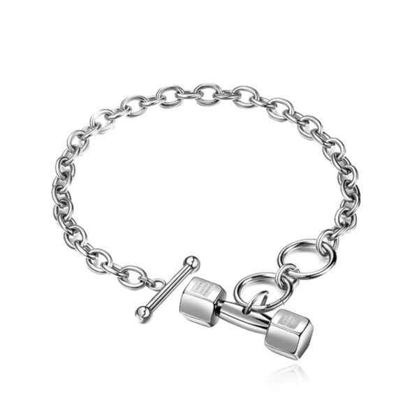 Hip Hop Cuban Titanium Steel Dumbbell Bracelet Fitness - Image 3
