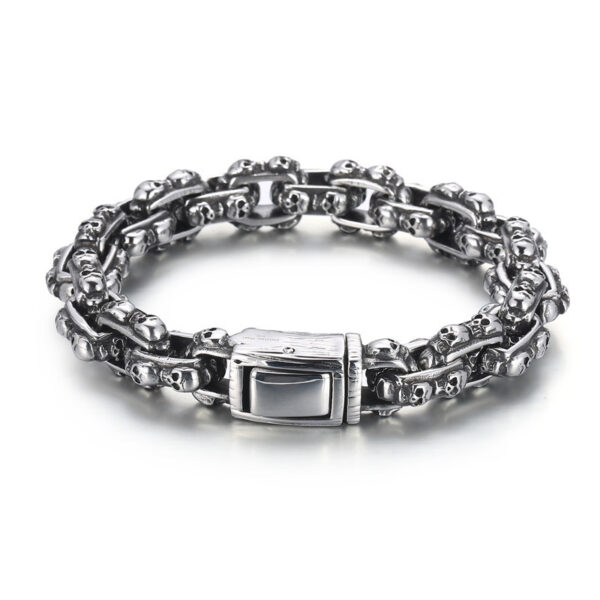 Old Punk Skull Titanium Steel Men's Bracelet - Image 4