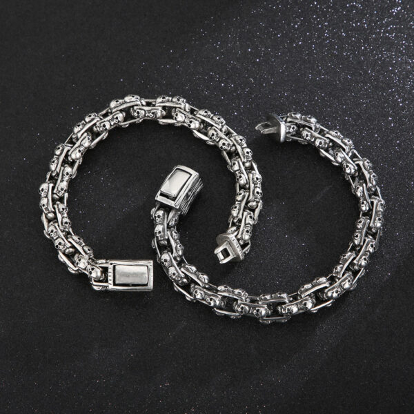 Old Punk Skull Titanium Steel Men's Bracelet - Image 2