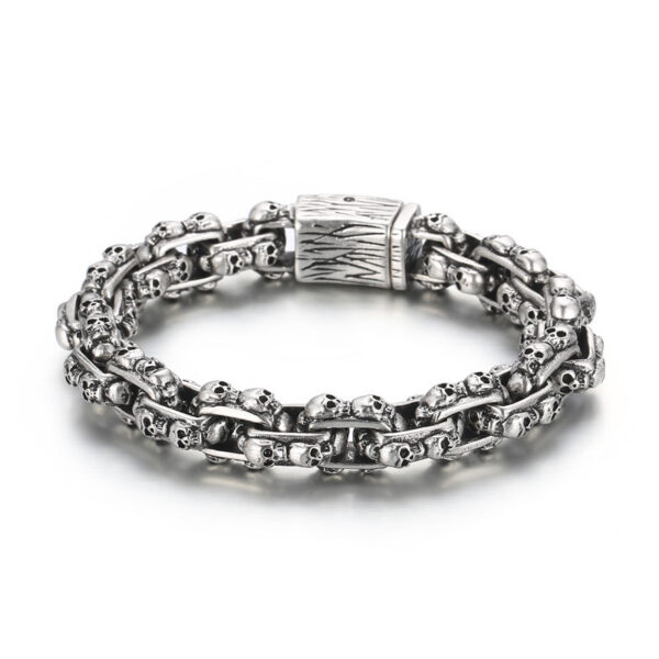 Old Punk Skull Titanium Steel Men's Bracelet - Image 3