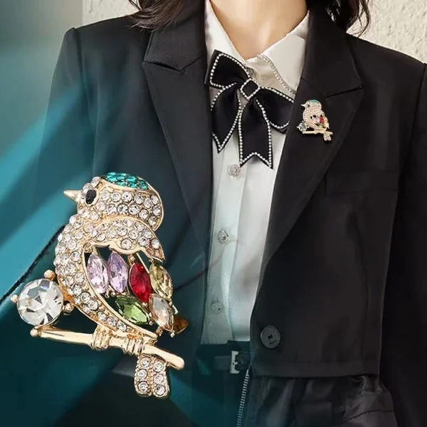 Rhinestone Bird Brooches  Zircon Animal  Pins For Women