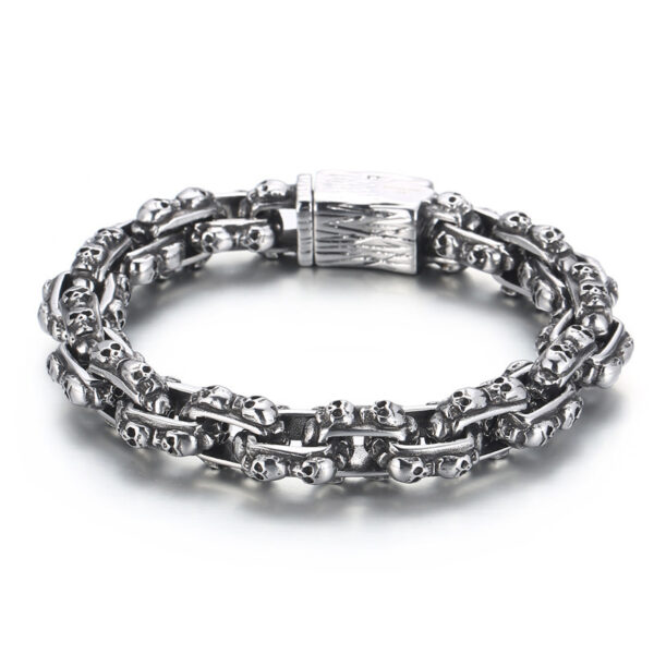 Old Punk Skull Titanium Steel Men's Bracelet - Image 6