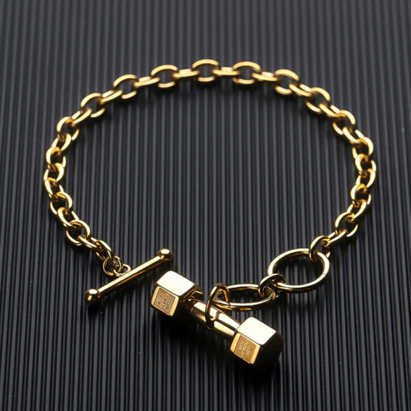Hip Hop Cuban Titanium Steel Dumbbell Bracelet Fitness - Image 2
