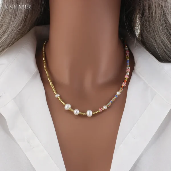 2022 New Bohemian style fashion rice bead necklace women